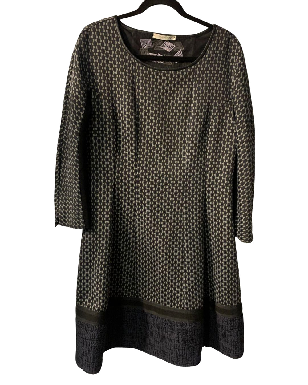 Beatrice .b Womens Geometric Print Dress Size 12 Navy Blue Office Made in Italy